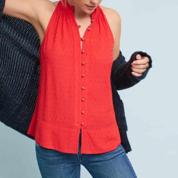 Anthropologie Tops - Anthropologie Maeve red button up top